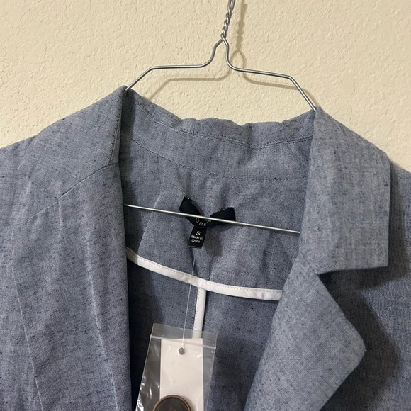 NWT Anthropologie DREW Navy Chambray Linen Blend Blazer Button V-Neck Women's S - Picture 7 of 8